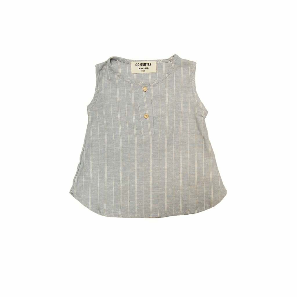 SpearmintLOVE’s baby Stripe Placket Tank, Blue Hemp Stripe