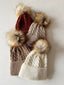 Cable Knit Fur Pom Hat, Timber