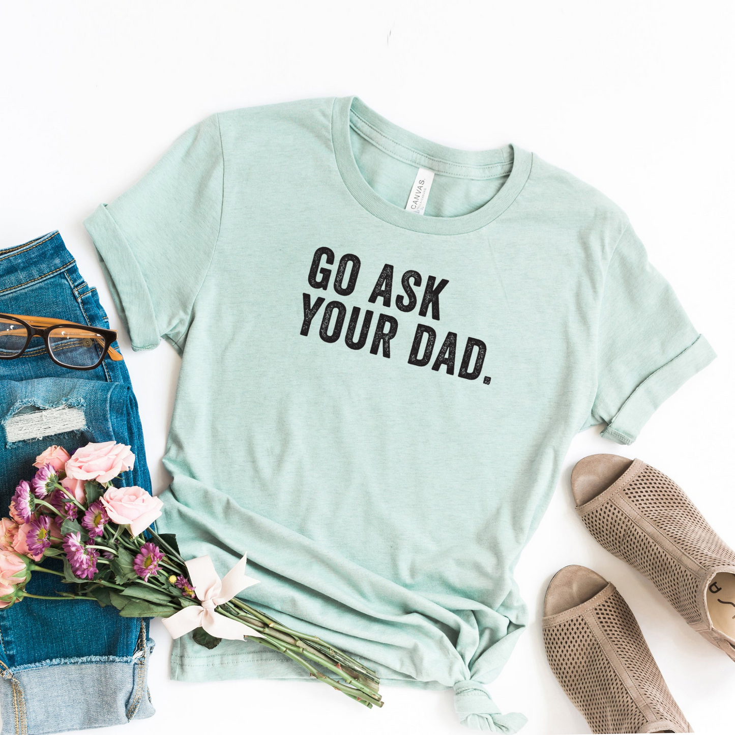 Go Ask Your Dad Adult Graphic Tee, Seafoam