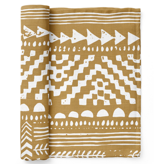 Muslin Tapestry Swaddle, Honey Gold