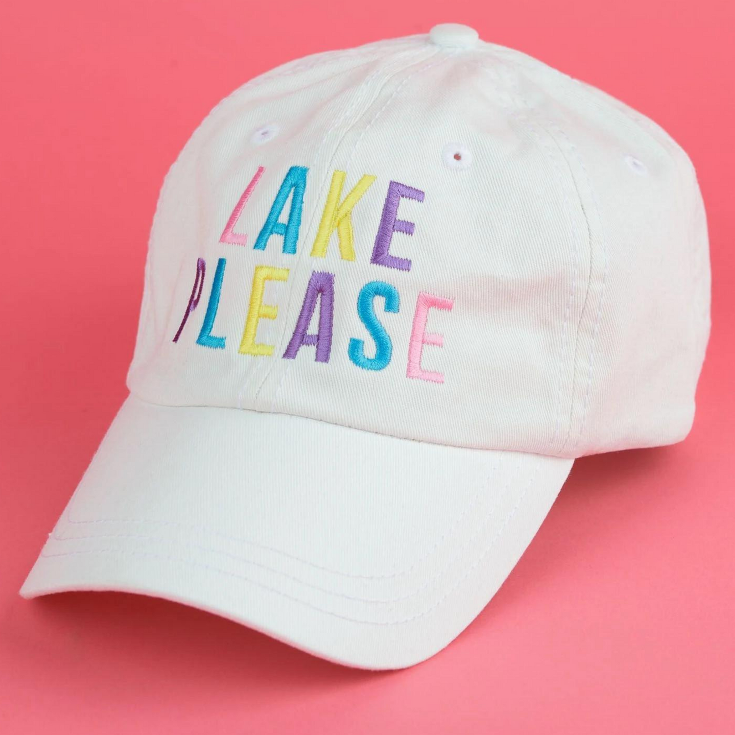 Embroidered Canvas Hat, Lake Please