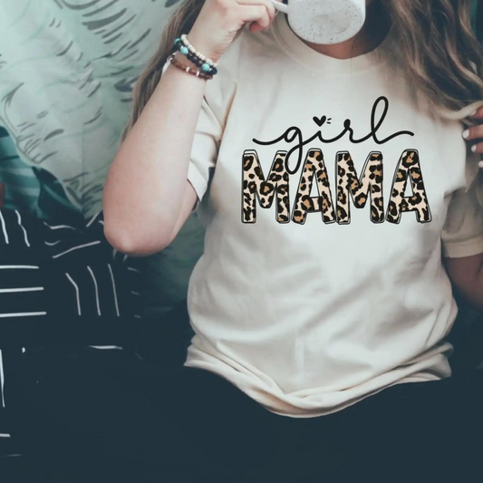 Girl Mama Leopard Graphic Tee, Natural