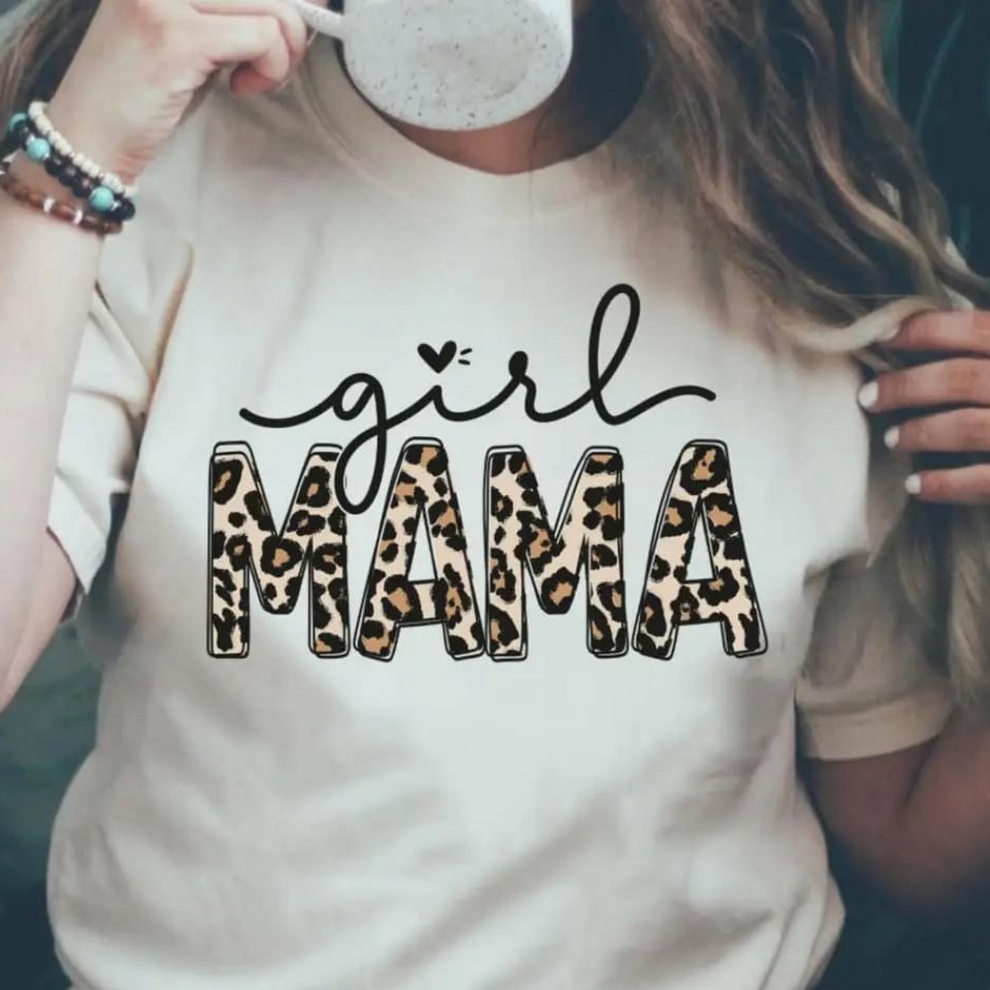 Girl Mama Leopard Graphic Tee, Natural