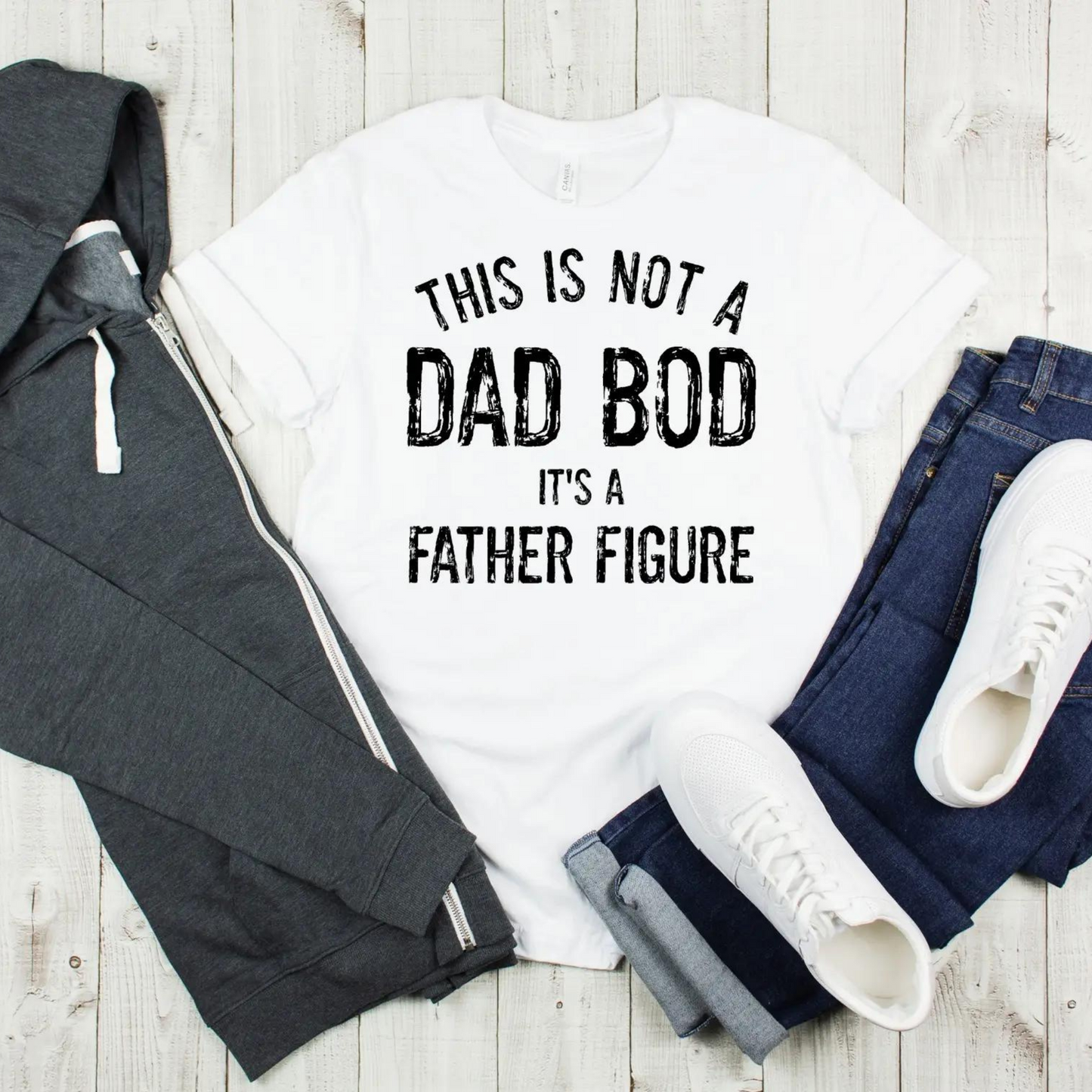 This Is Not a Dad Bod, It's A Father Figure Graphic Tee, White