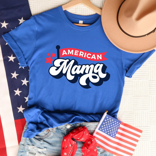 American Mama Flag Women's Graphic Tee, Royal