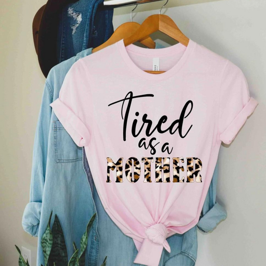 Tired As A Mother Graphic Tee, Light Pink