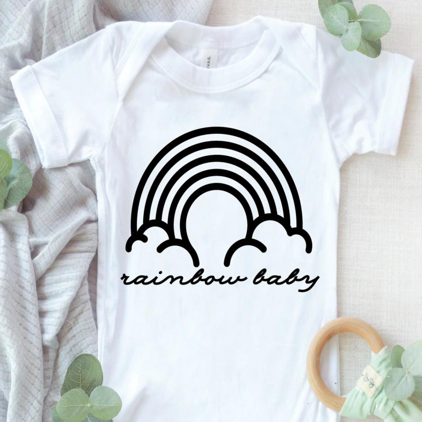 Rainbow Baby Graphic Bodysuit, White