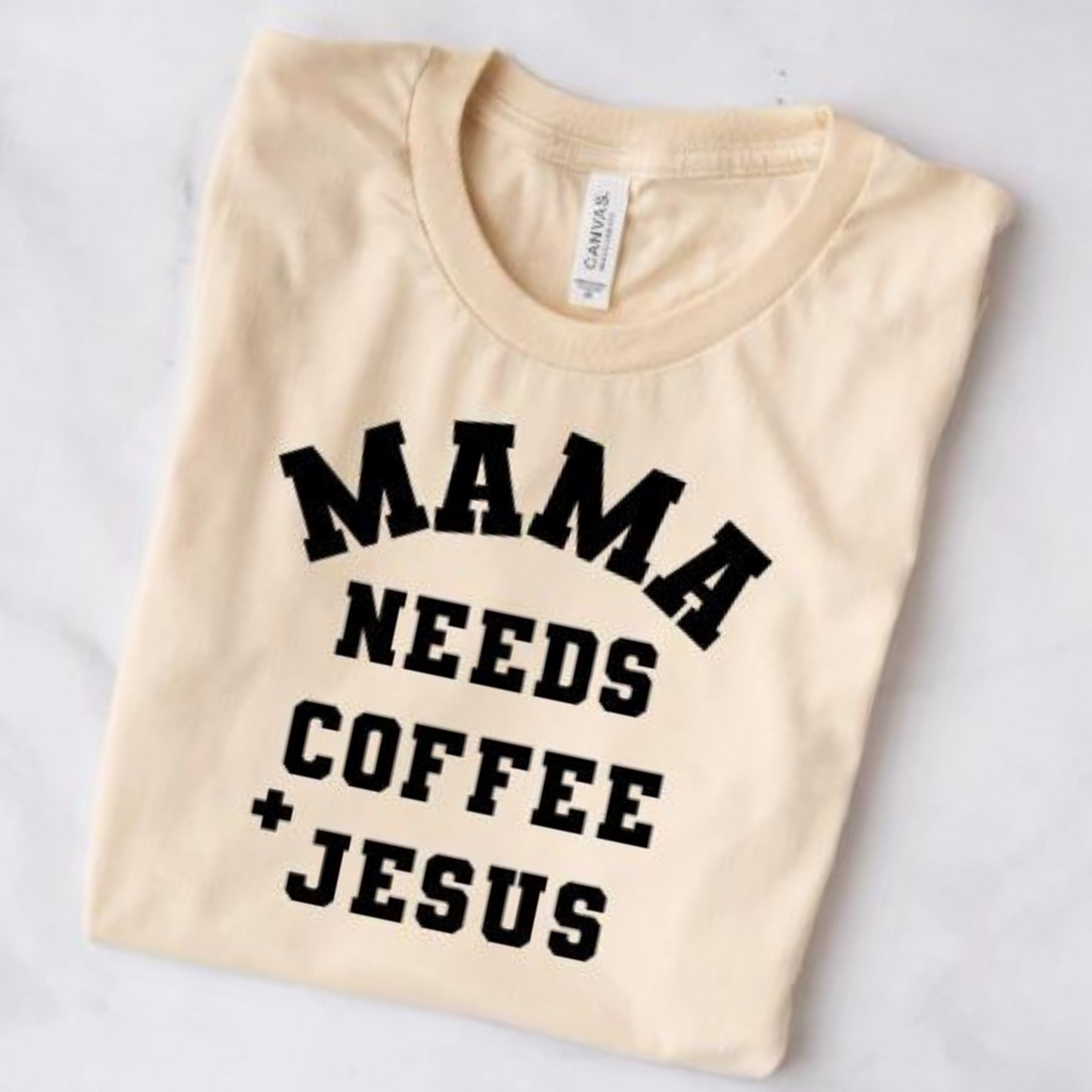 Mama Needs Coffee + Jesus Graphic Tee, Natural