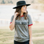 Cool Mom Ringer Tee, Grey / Maroon Trim