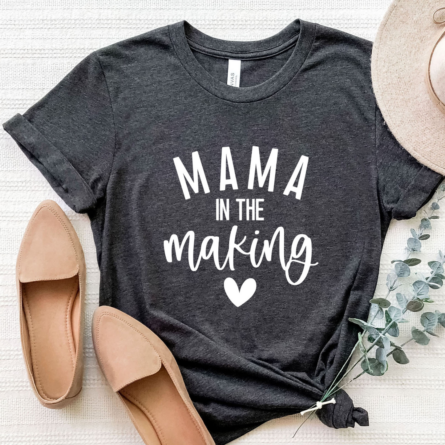 Mama In The Making Women's Graphic Tee, Charcoal