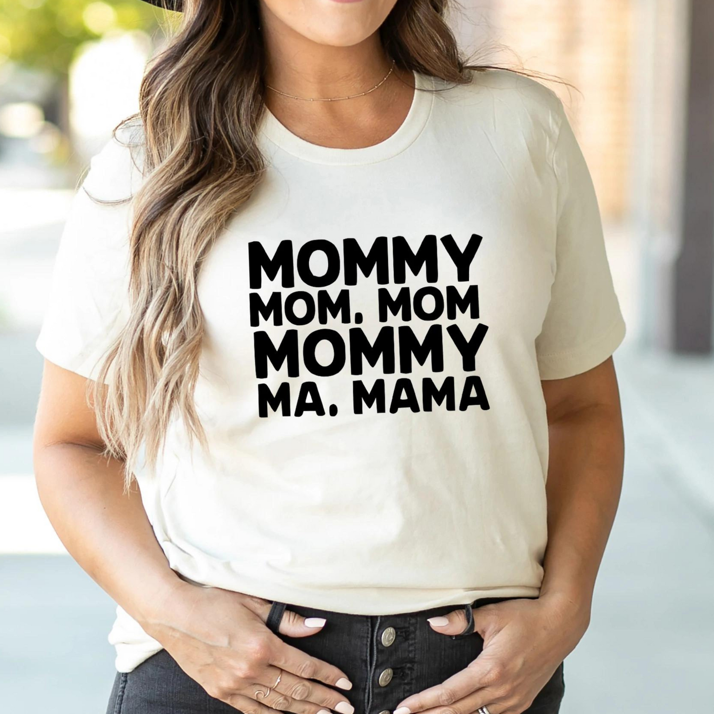 Mommy Ma Mama Women's Graphic Tee, Cream
