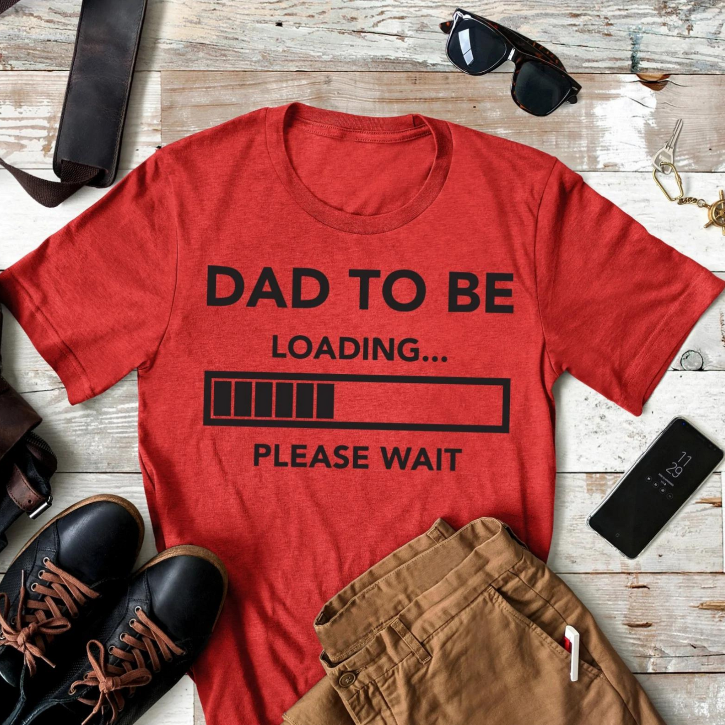Dad To Be Graphic Tee, Heather Red
