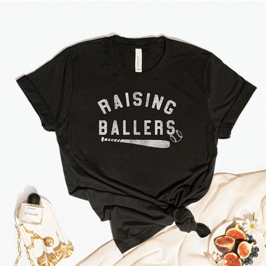 Raising Ballers Adult Graphic Tee, Black