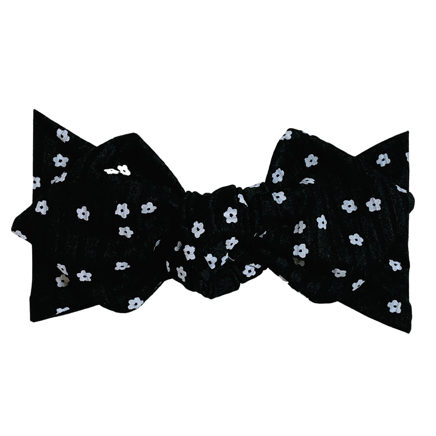 Top Knot Headband, Ribbed Black/White Floral