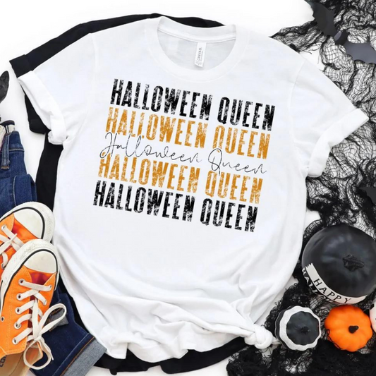 Halloween Queen Distressed Graphic Tee, White
