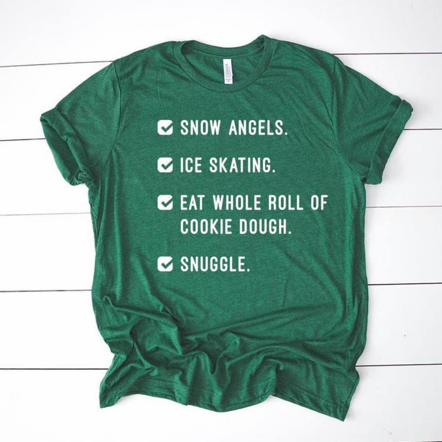 Snow Angels & Snuggles Graphic Tee, Green