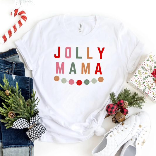 Jolly Mama Garland Women's Graphic Tee, White