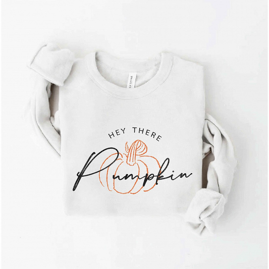 Hey There Pumpkin Women's Graphic Fleece Sweatshirt, Vintage White