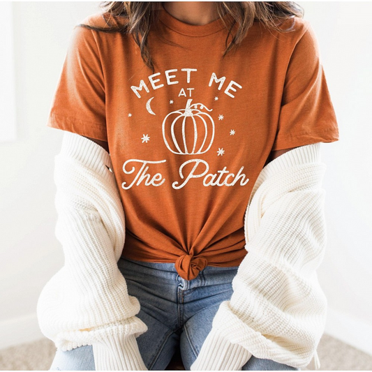 Meet Me At The Patch Women's Graphic Tee, Heather Autumn