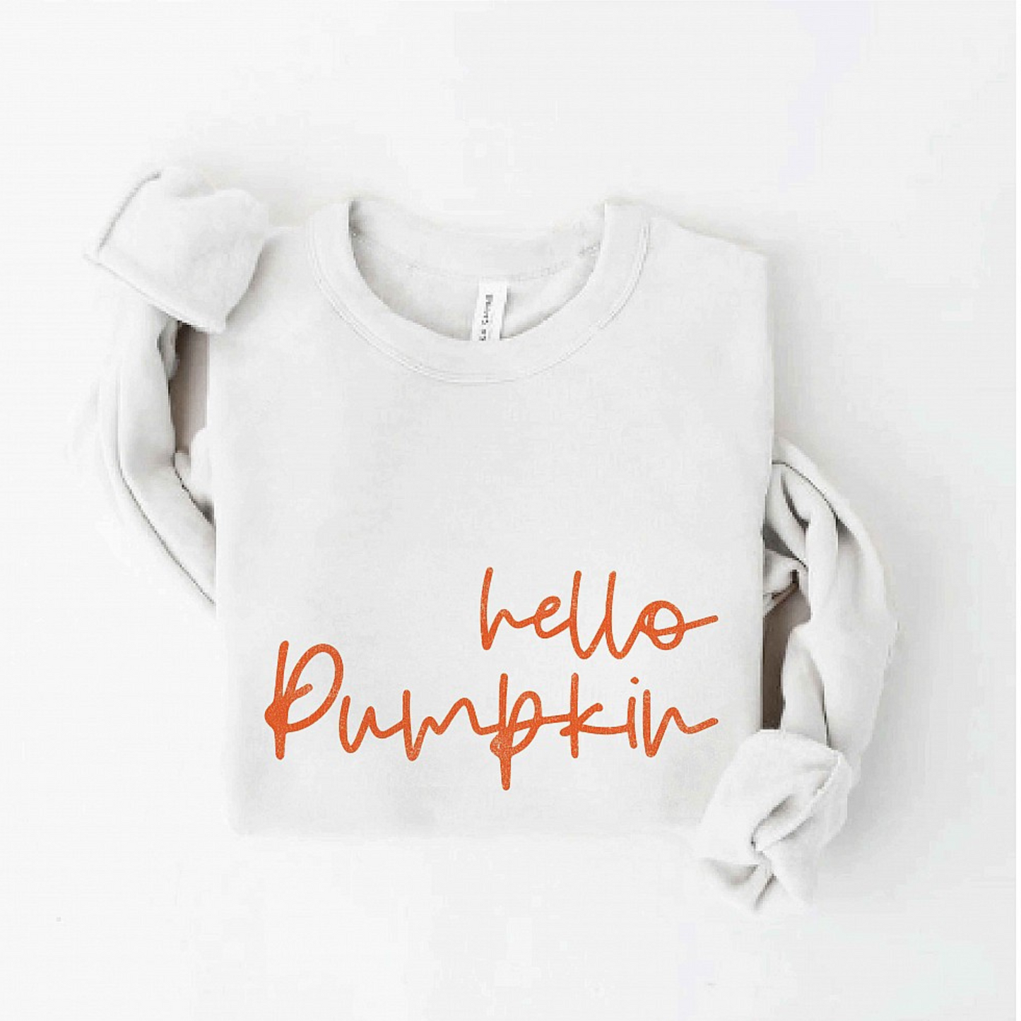 hello Pumpkin Women's Graphic Fleece Sweatshirt, Vintage White