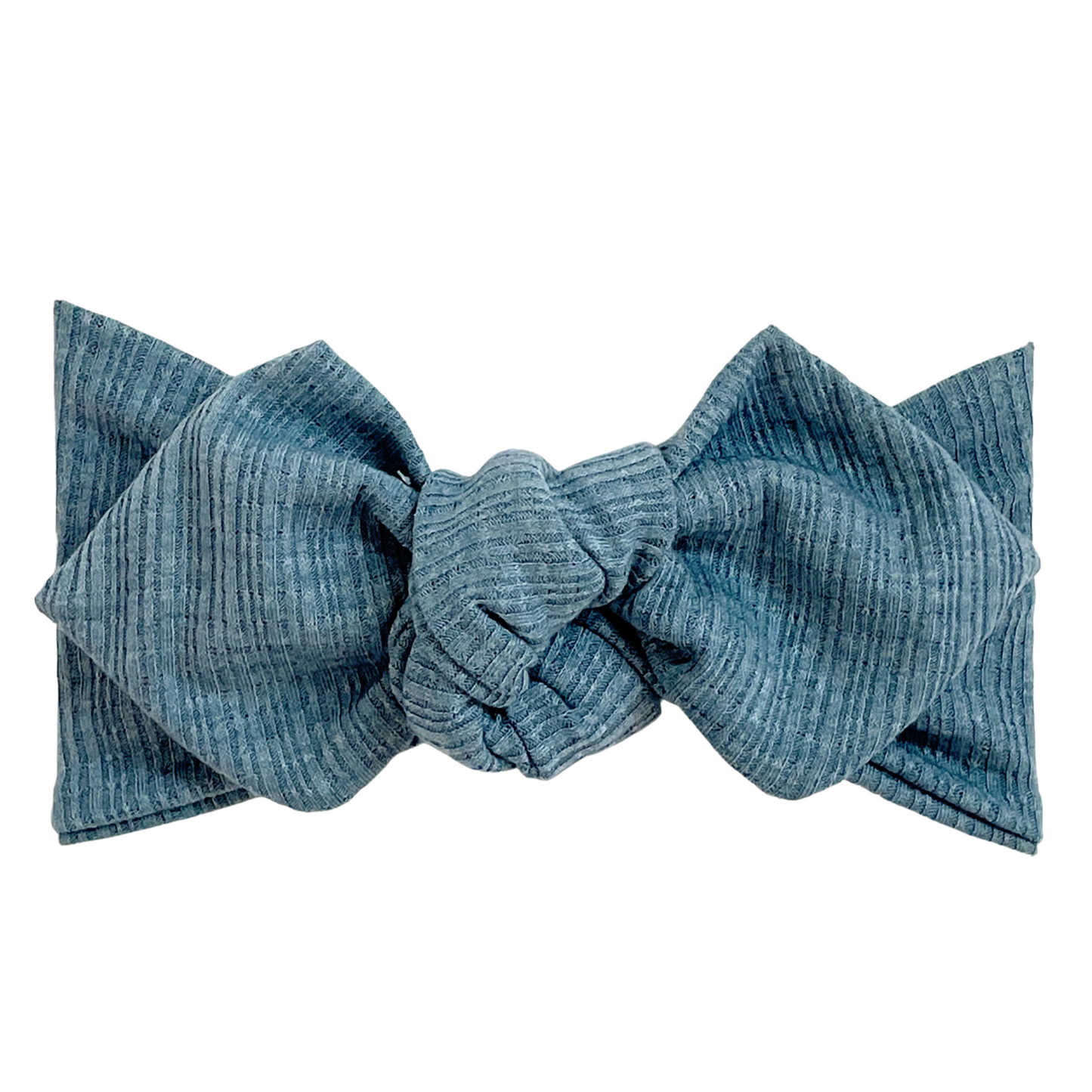 Top Knot Headband, Ribbed Denim Blue