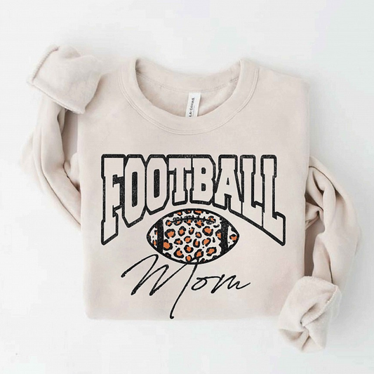 Football Mom Women's Graphic Fleece Sweatshirt, Heather Dust
