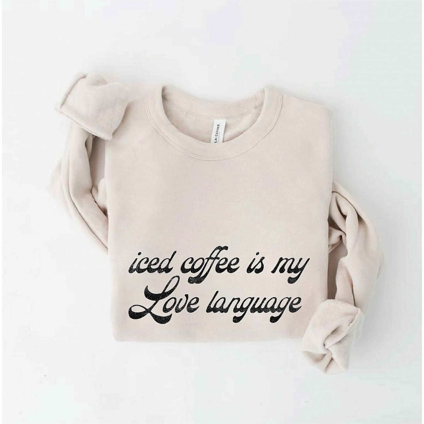 Iced Coffee Is My Love Language Women's Graphic Fleece Sweatshirt, Heather Dust