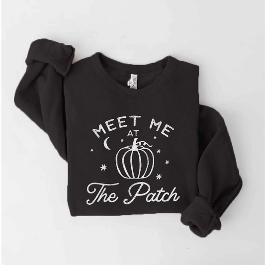 Meet Me At The Patch Women's Graphic Fleece Sweatshirt, Black