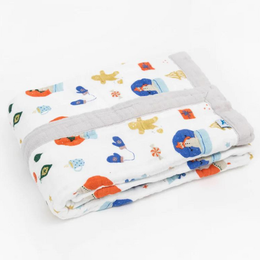 Cotton Muslin Baby Blanket, Christmas Time