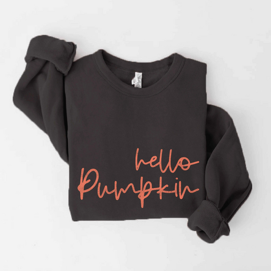 hello Pumpkin Women's Graphic Fleece Sweatshirt, Black