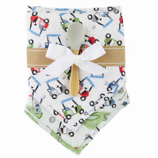 Muslin Bib & Spoon Set, Golf