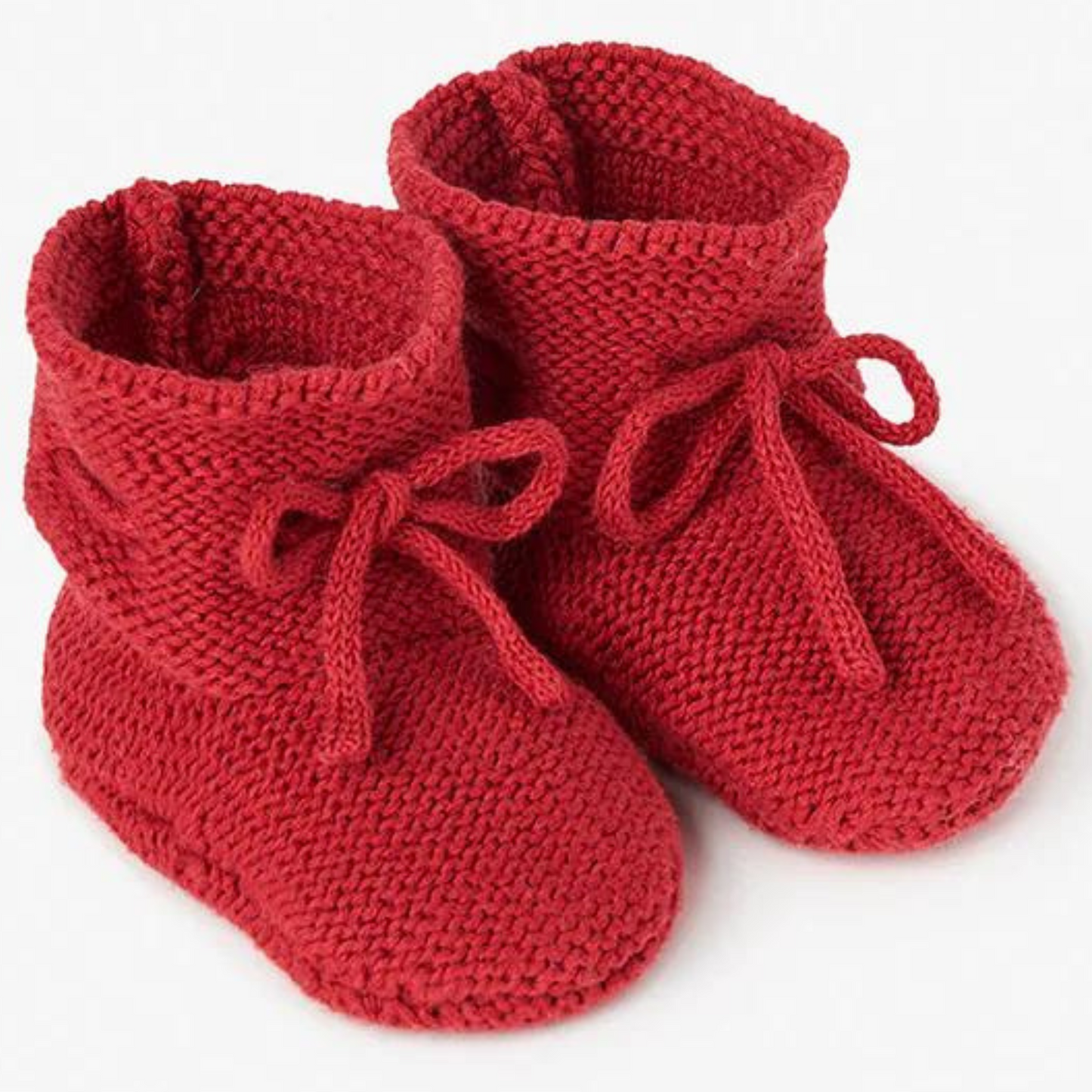 Garter Knit Baby Booties, Red
