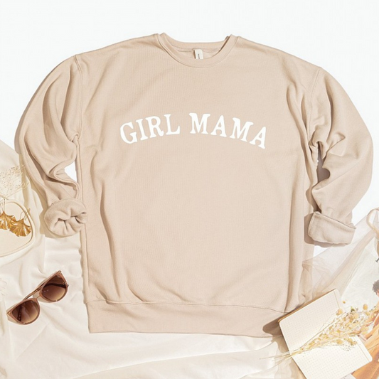 Girl Mama Women's Graphic Fleece Sweatshirt, Tan
