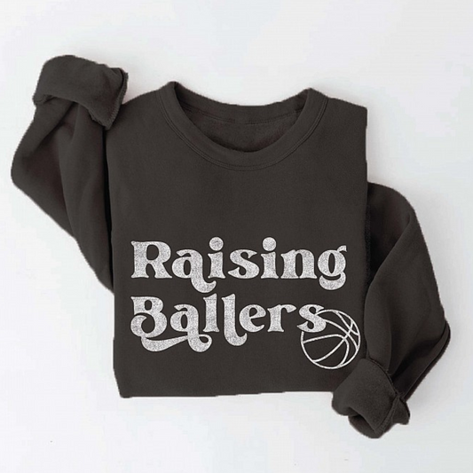 Raising Ballers Basketball Adult Graphic Fleece Sweatshirt, Black