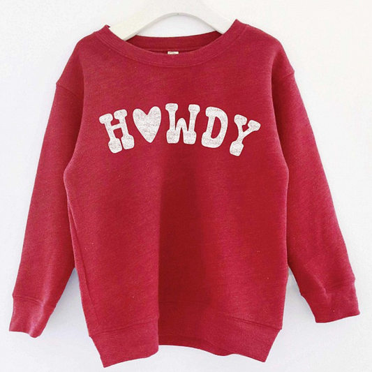 Howdy Toddler Graphic Sweatshirt, Cranberry Heather
