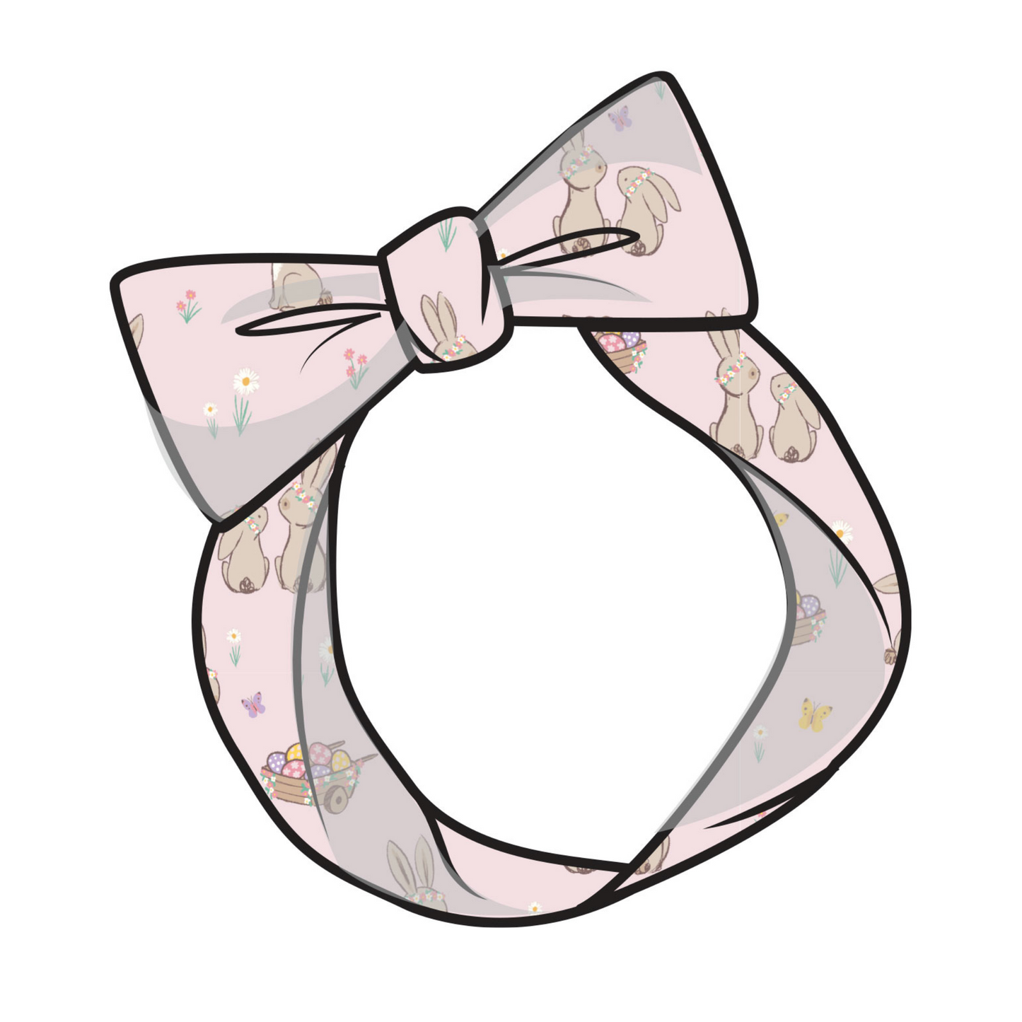 Knot Headband, Pink Bunnies