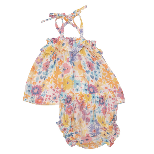 Ruffle Top & Bloomer, Painty Bright Floral