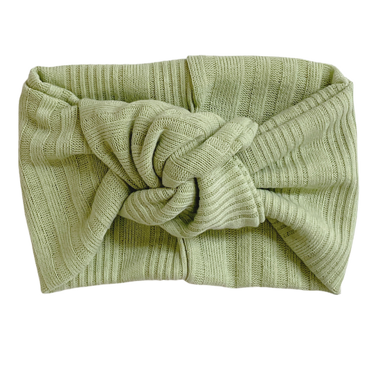 Twist Knot Headband, Sage Textured Stripe