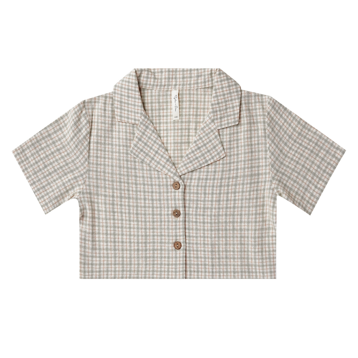 Rylee & Cru Cropped Collared Shirt, Laurel Plaid