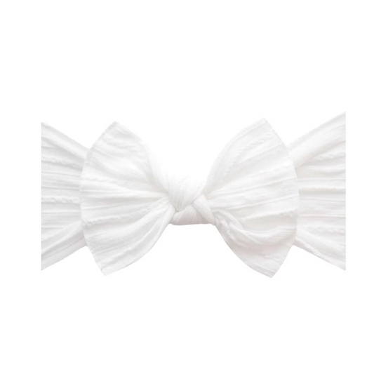 Cable Knit Knot Bow, White