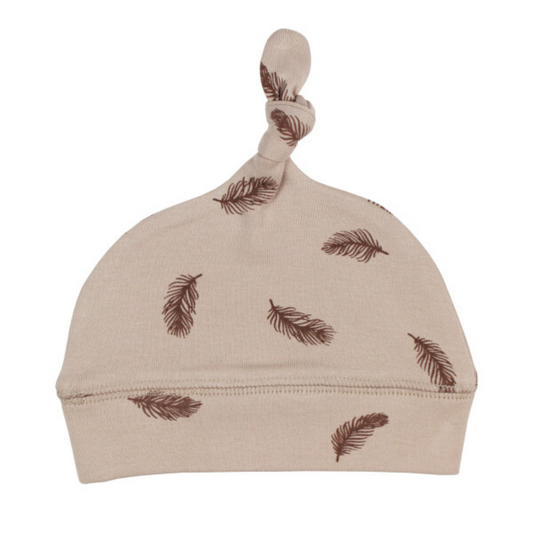 Organic Banded Knot Beanie, Oatmeal Feather