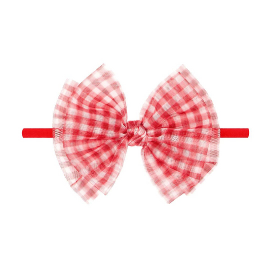 Tulle FAB Skinny Bow, Cherry Gingham