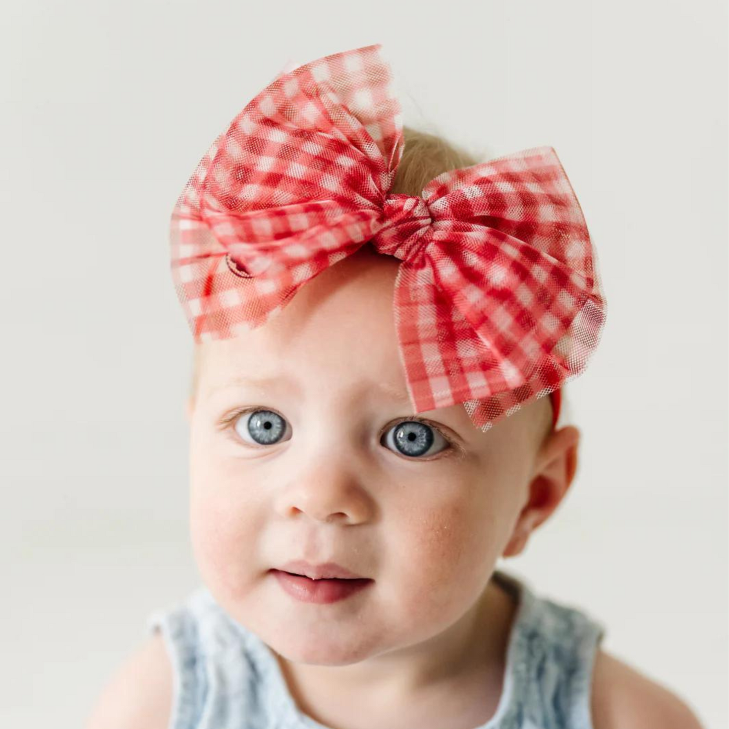 Tulle FAB Skinny Bow, Cherry Gingham