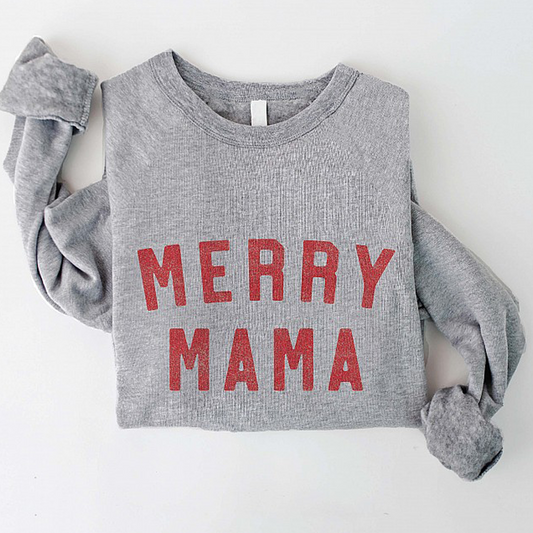 Merry Mama Women's Graphic Fleece Sweatshirt, Athletic Heather