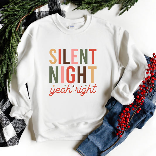 Silent Night Yeah Right Women's Sweatshirt, White