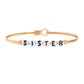 Sister Letter Bead Bangle Bracelet, Brass