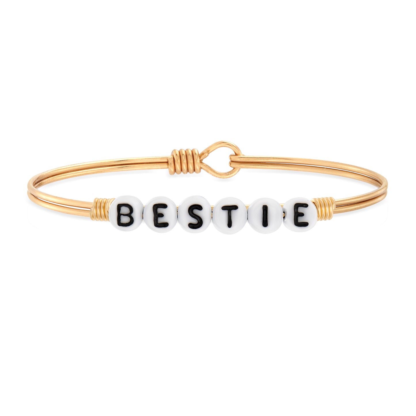Bestie Letter Bead Bangle Bracelet, Brass