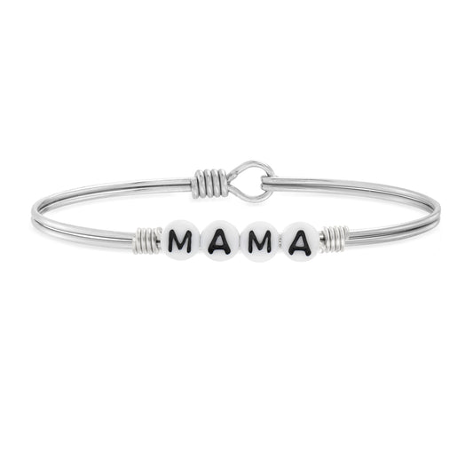 SpearmintLOVE’s baby Mama Letter Bead Bangle Bracelet, Silver