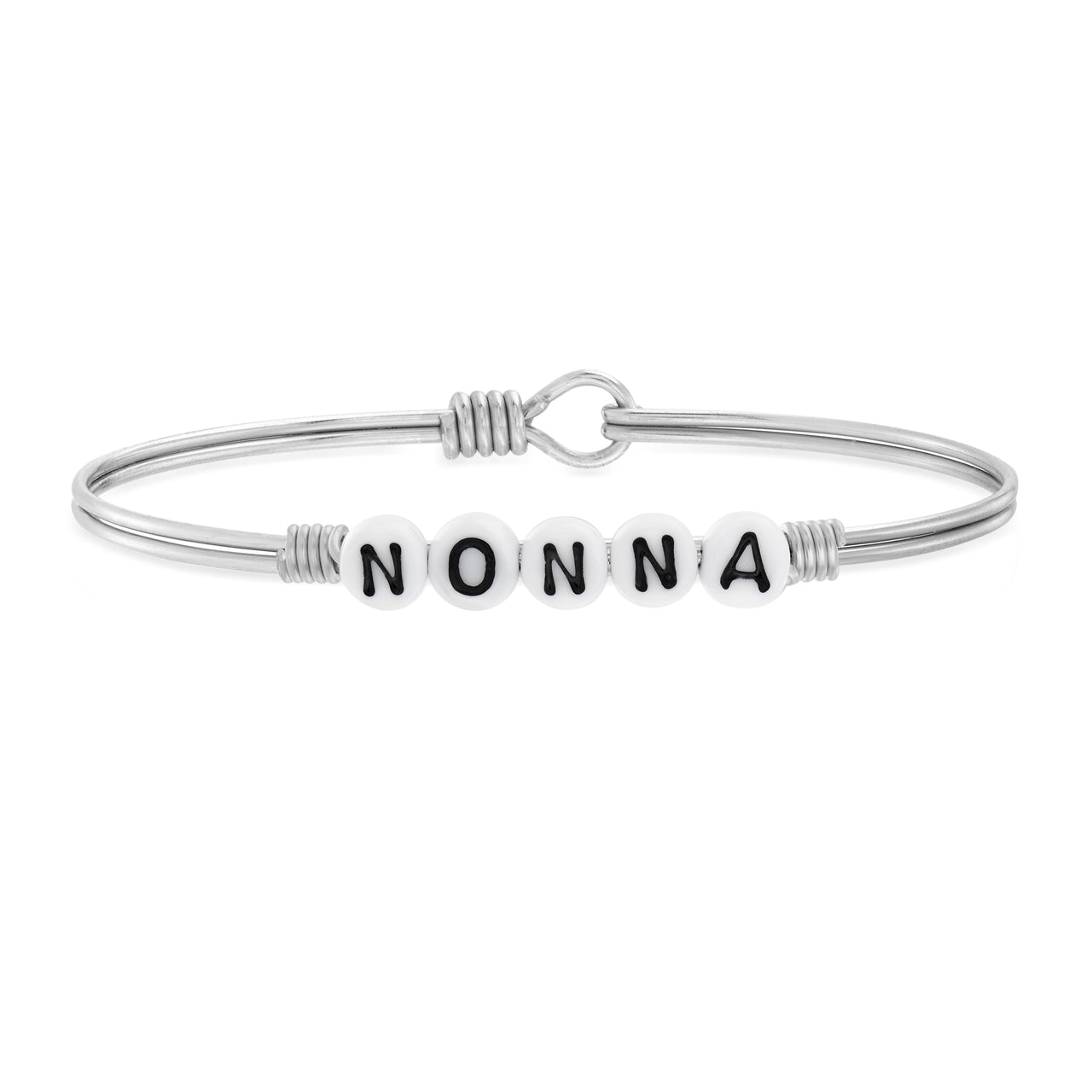 SpearmintLOVE’s baby Nonna Letter Bead Bangle Bracelet, Silver