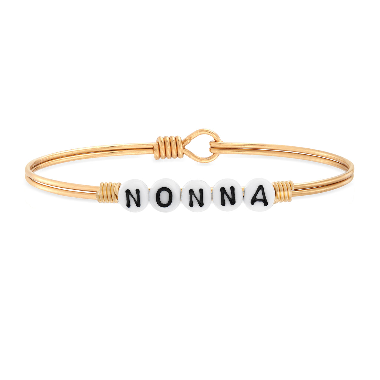 SpearmintLOVE’s baby Nonna Letter Bead Bangle Bracelet, Brass